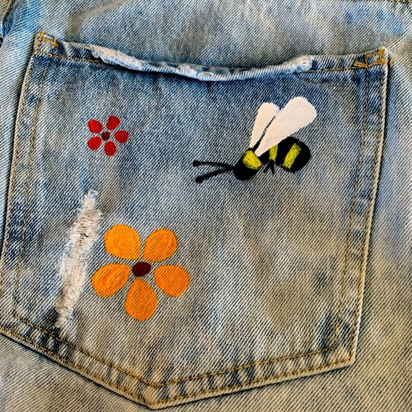 Hand painted Forever 21 overalls - Picture 2 of 7